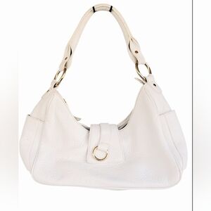 Talbots White Leather Hobo Bag with Gold Accents